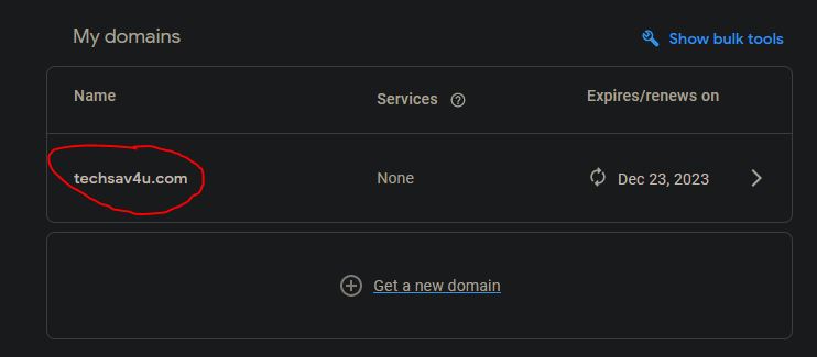 google DNS list from My domains in Google Domains.