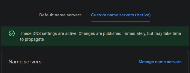 custom name servers tab